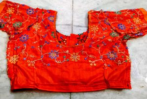Orange Colour Wedding Silk Blouse