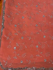 Peach Embroidered Saree