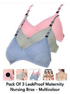 Pack Of 3 Leakproof Maternity Nursing Bra