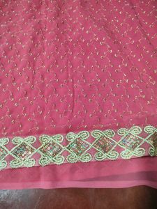 Embroidered Pink Saree