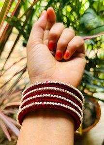 Handmade Fabric Silk Thread Kundan Bangles