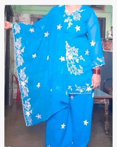 blue pakistani style kurta pant set