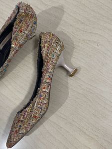 Tweed Pointed Toe Heels