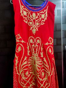 Partywear Red Kurta With Inner
