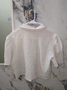 Zudio White Textured Crop Top