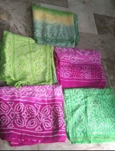5 BRAND NEW Bandhani silk saree set &amp; ready fall