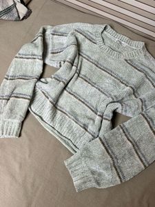 Striped Knit Pullover Sweater