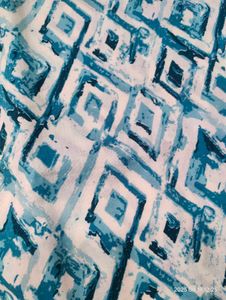 Blue &amp; White Geometric Print Kurti Size M(38inch)