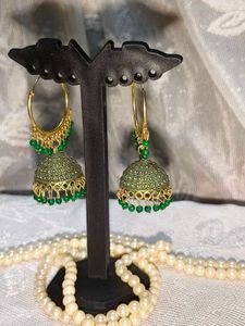 Green Jhumka Earrings