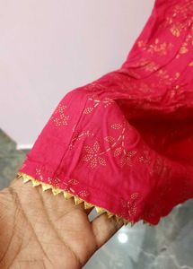 Red Printed A Line With Jacket Kurta