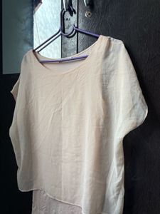 Cream Sheer Chiffon Minimalist Summer Blouse