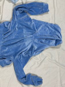 H&amp;M Blue Velour Hoodie