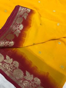 ZARI WORK MUSTARD YELLOW SAREE