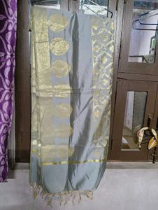 Grey Banarasi silk stole