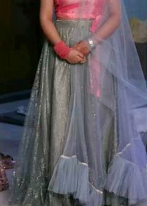 Elegant Pink &amp; Green Girls Dress