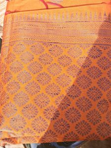 Orange Floral Pattern Saree