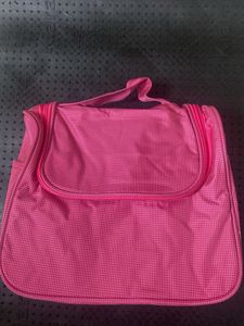 Pink Checkered Toiletry Bag