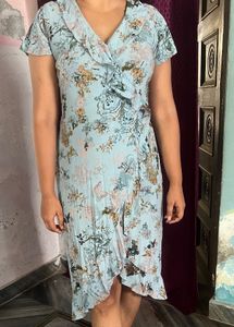 BLUE PRINTED DRESS