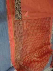 Net Pallu With Gotta Work Peach Color Sarri