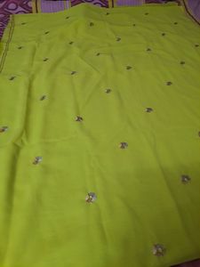 Lime Green Embroidered Saree