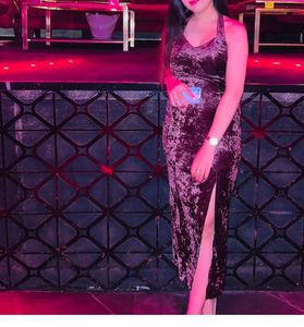 Velvet Backless Slit Dress