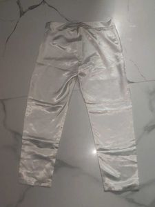 White satin pants