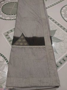 Grey Saree With Special Design &amp; Stiched Blouse
