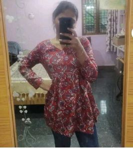 Red Floral Long Sleeve Top