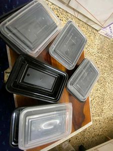 Plastic Black Food Containers - Set of 5