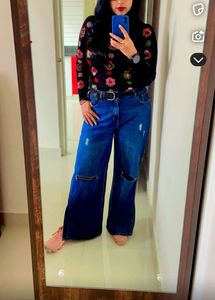 Ripped Wide Leg Jeans