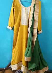 Yellow PANT SUIT WITH DUPATTA
