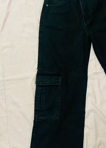 BLACK CARGO WIDE LEG Baggy JEANS