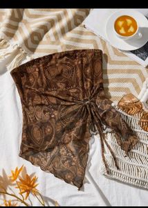 Newme Y2K Brown Paisley Tube Top
