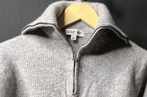 Gray Knit Quarter Zip Sweater