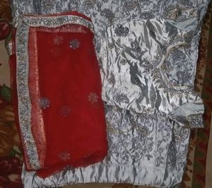 Red ♥️ &amp; Grey Colour Lehenga