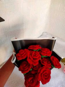 Handmade Crochet Red Rose Bouquet