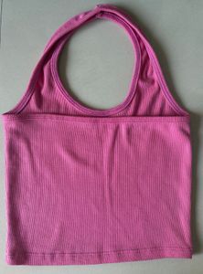 Pink Halter Crop Top