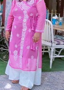 Angarakha Onion Pink Chikankari Kurti