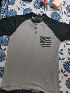USA FLAG AND STARS T SHIRT WITH POCKET