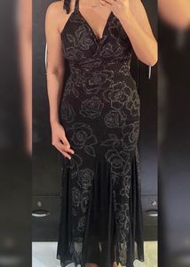 Elegant Black Floral Maxi Dress(Fixed price)