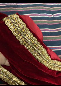 Maroon Velvet Sherwani Dupatta