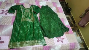 Green &amp; Gold Embroidered Salwar Kameez