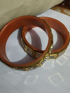 Orange & Gold Beaded Bangles