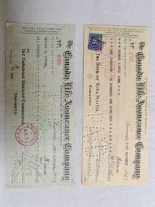 Vintage Cheques Of 1927 & 1941