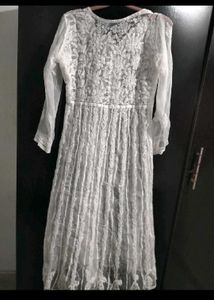 White Anarkali Kurt