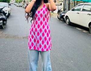 short pink kurti