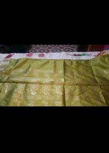 Pure Zari Silk Saree Mehendi Colour