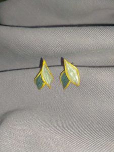 handmade clay Leaf Design Earrings
