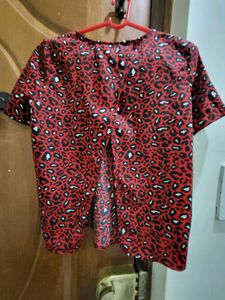 Red Animal Print Top
