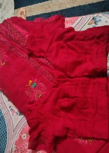 Dark Pink Embroidered Saree